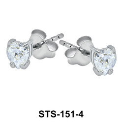 CZ Heart 4mm. Stud Earrings STS-151-4